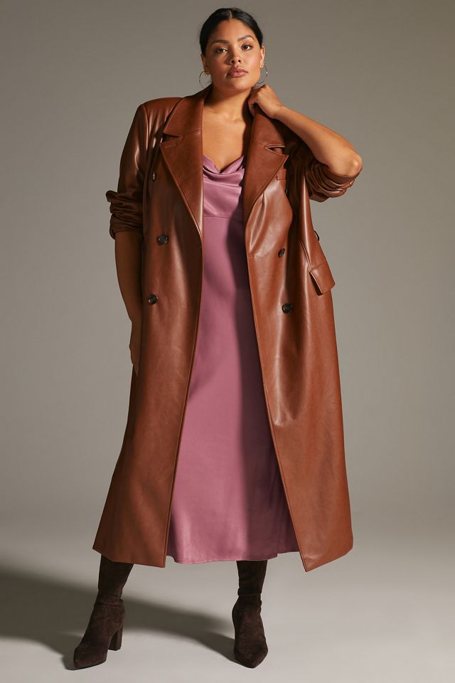 Avec Les Filles Faux Leather Trench Coat #6