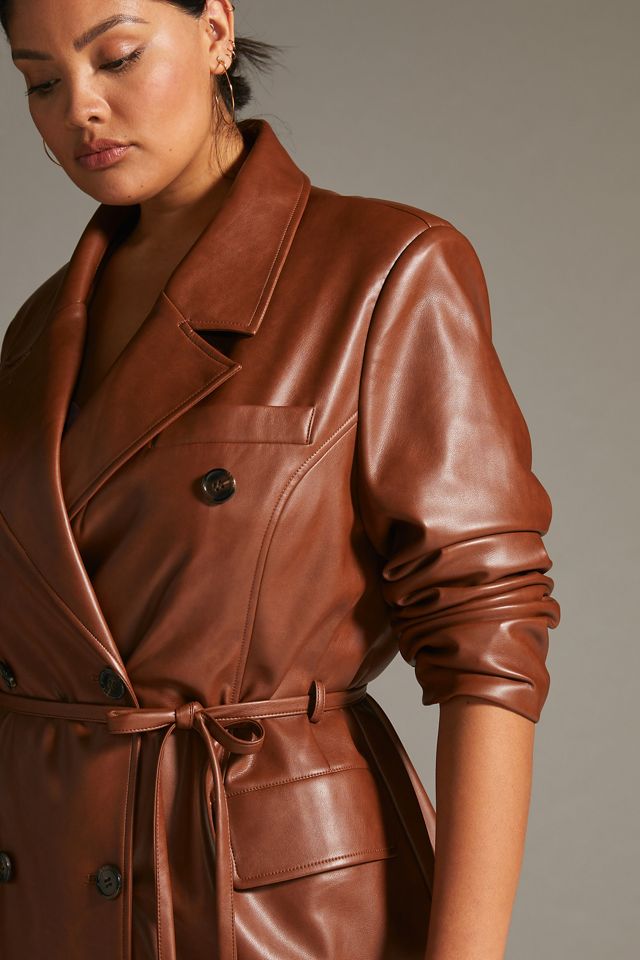 Avec Les Filles Faux Leather Trench Coat #7