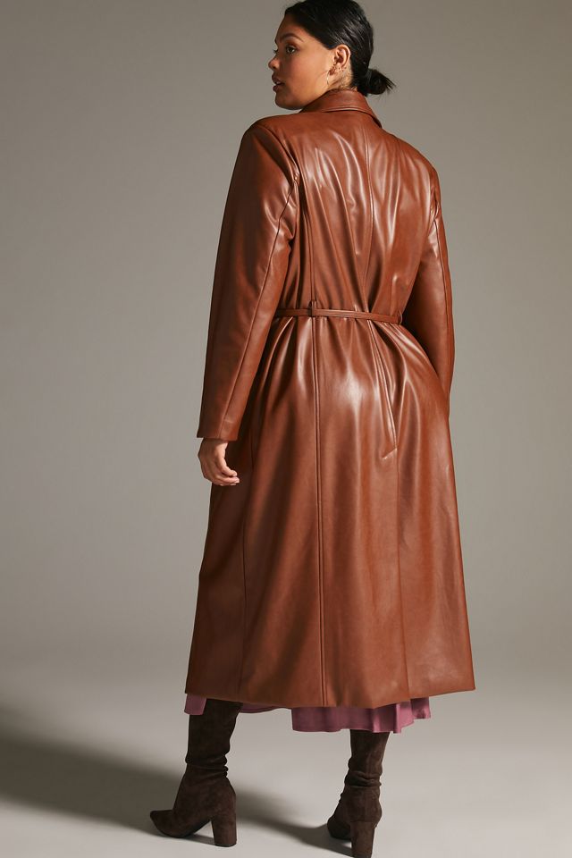 Avec Les Filles Faux Leather Trench Coat #8