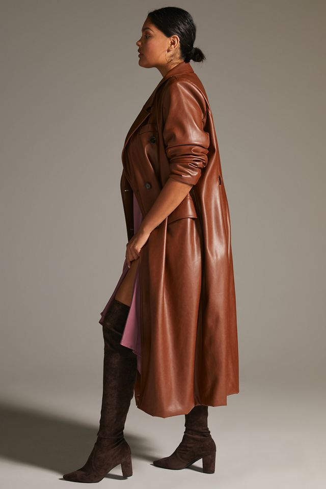 Avec Les Filles Faux Leather Trench Coat #5