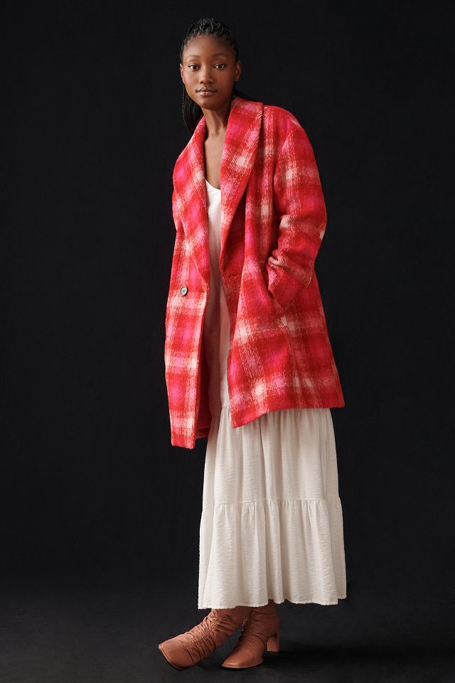 Anthropologie plaid coat sale