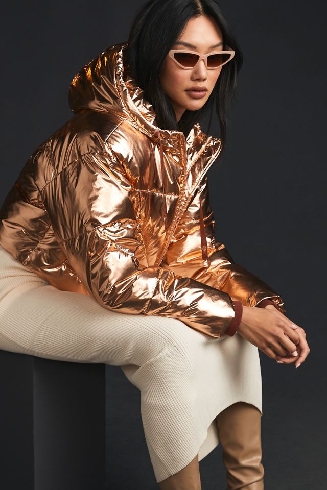 ANTHROPOLOGIE Metallic Puffer Hat Olive New With Tags Noize Aurora Metallic Puffer Vest | Anthropologie main image 3
