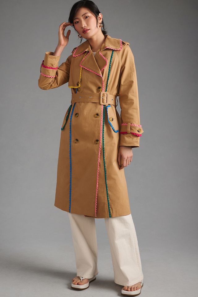 Striped ribbon gabardine oversized hotsell trench coat