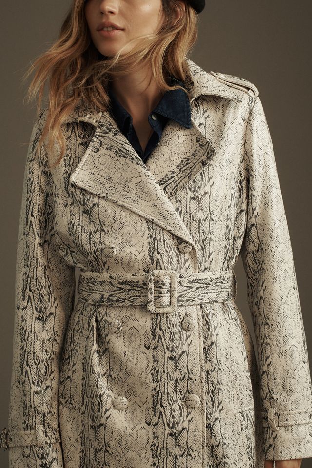 Avec Les Filles Snake-Print Trench Coat #1