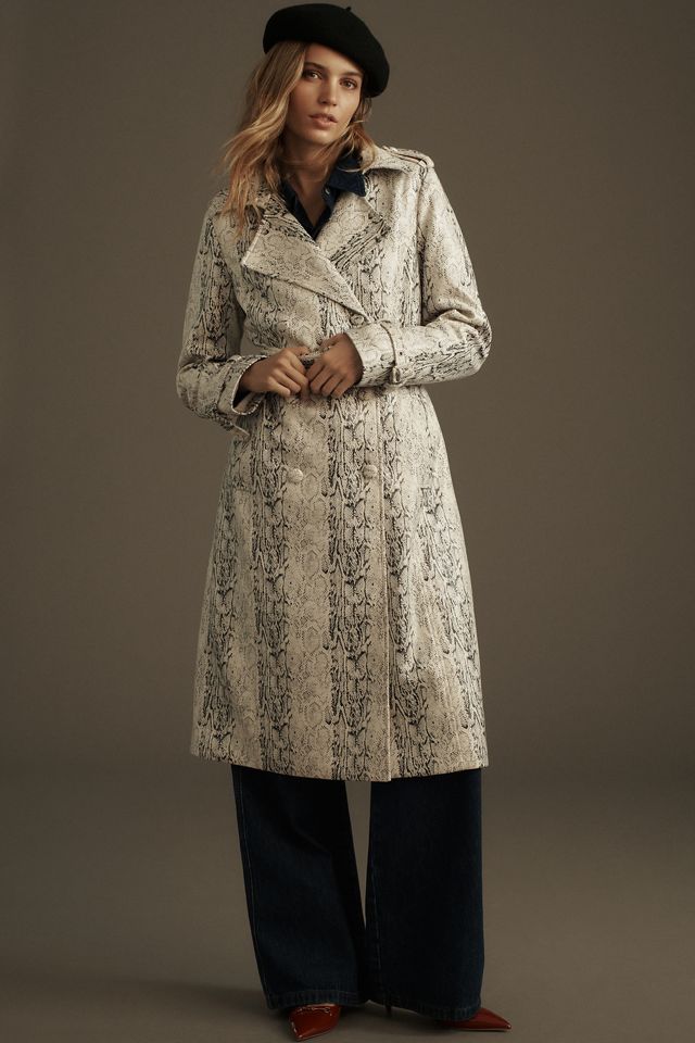 Avec Les Filles Snake-Print Trench Coat #4