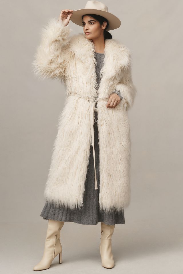 AVEC LES FILLES Bonded Faux Fur Long Coat - Coats & jackets