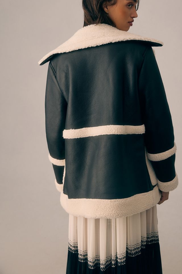 Avec Les Filles Colorblock Faux Leather & Shearling Jacket #2