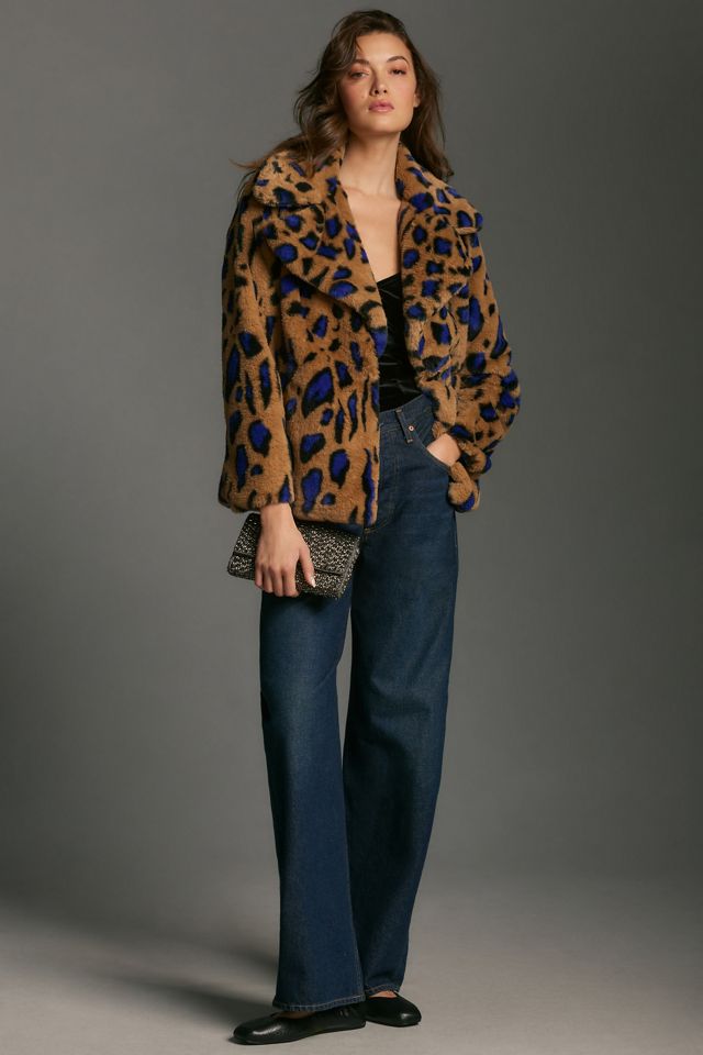 Avec Les Filles Faux Fur Leopard Print Coat #3