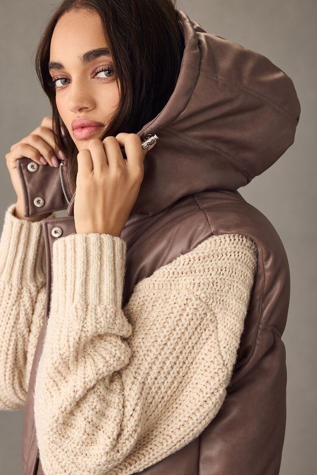 Avec Les Filles Faux Leather Longline Puffer Vest #1