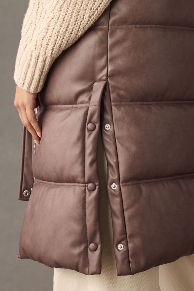 Avec Les Filles Faux Leather Longline Puffer Vest #4