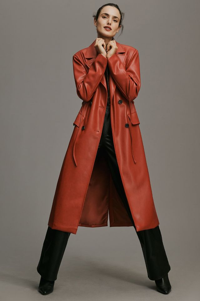 Avec Les Filles Faux Leather Trench Coat Anthropologie