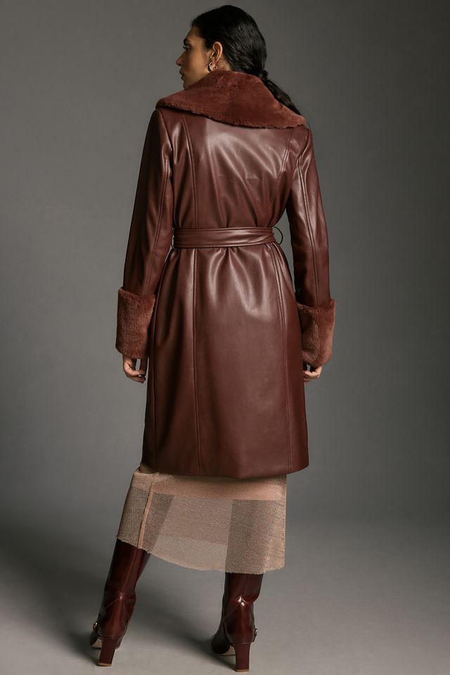 Avec Les Filles Faux Leather & Fur-Trim Trench Coat #3