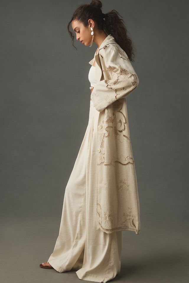 Avec Les Filles Cutwork Linen Trench Coat #1