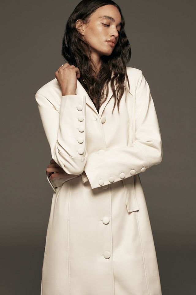 Avec Les Filles Faux Leather Belted Long Coat #1