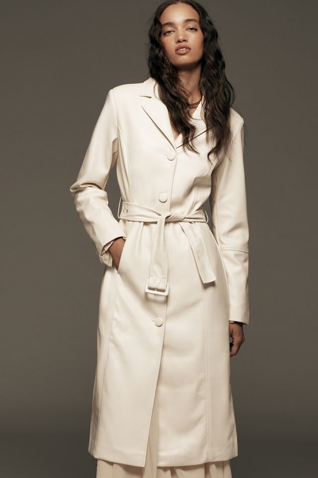 Avec Les Filles Faux Leather Belted Long Coat #3