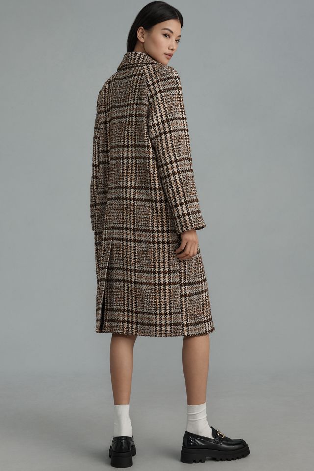 Avec Les Filles Notch-Lapel Plaid Raglan-Seam Coat  #2