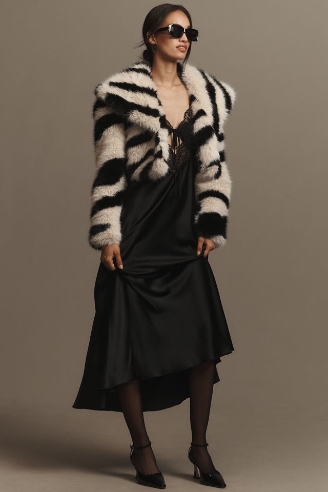 Avec Les Filles Faux-Fur Zebra Cropped Coat #3