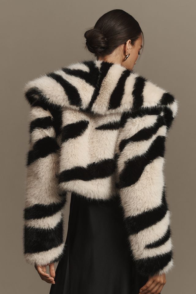 Avec Les Filles Faux-Fur Zebra Cropped Coat #4
