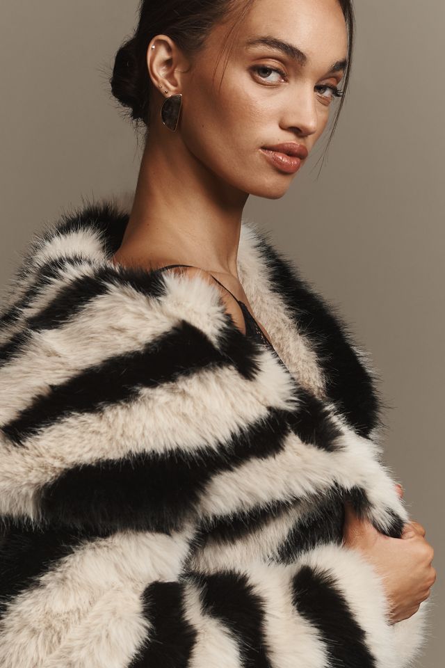Avec Les Filles Faux-Fur Zebra Cropped Coat #1