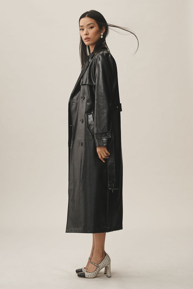 Avec Les Filles Glazed Faux-Ever Leather™ Belted Trench Coat #3