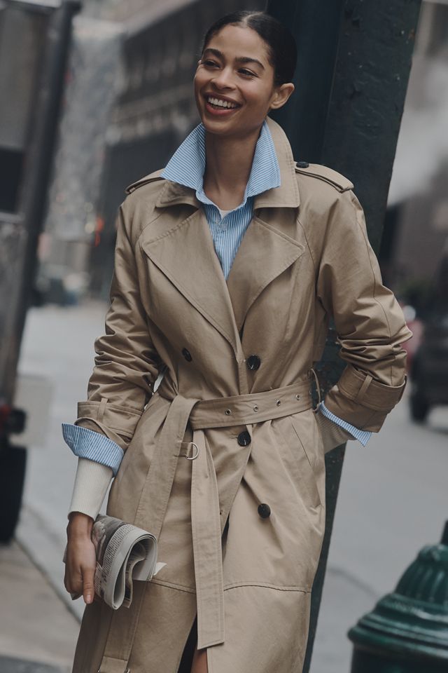 Avec Les Filles Poplin Shirting Belted Trench Coat #6