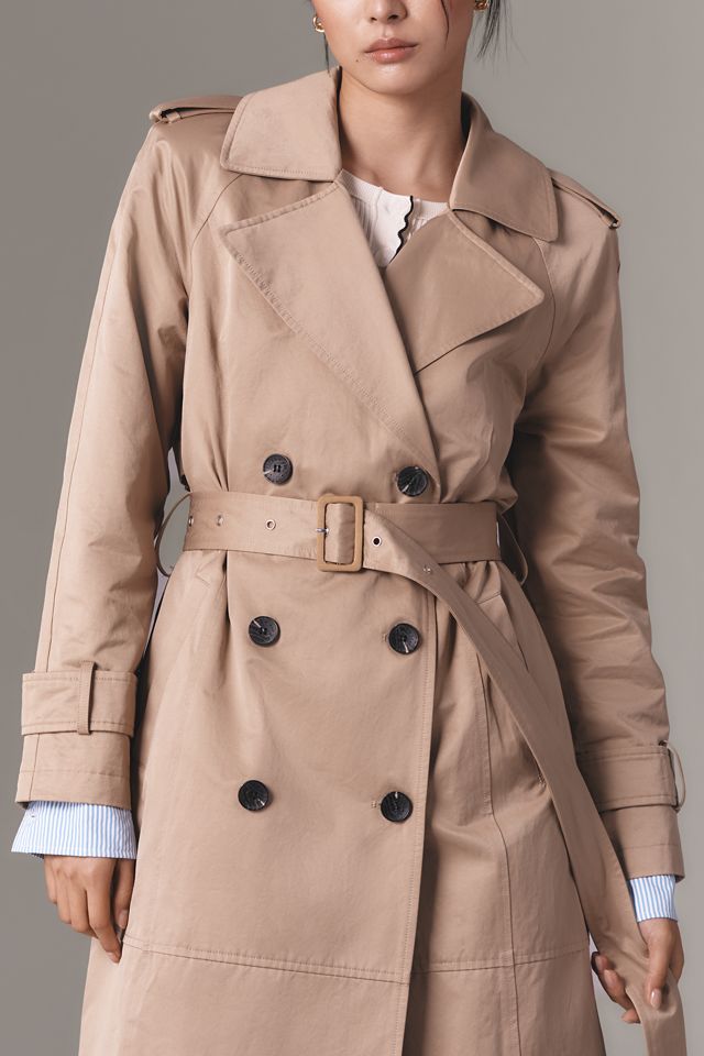Avec Les Filles Poplin Shirting Belted Trench Coat #3