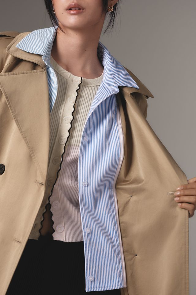 Avec Les Filles Poplin Shirting Belted Trench Coat #5