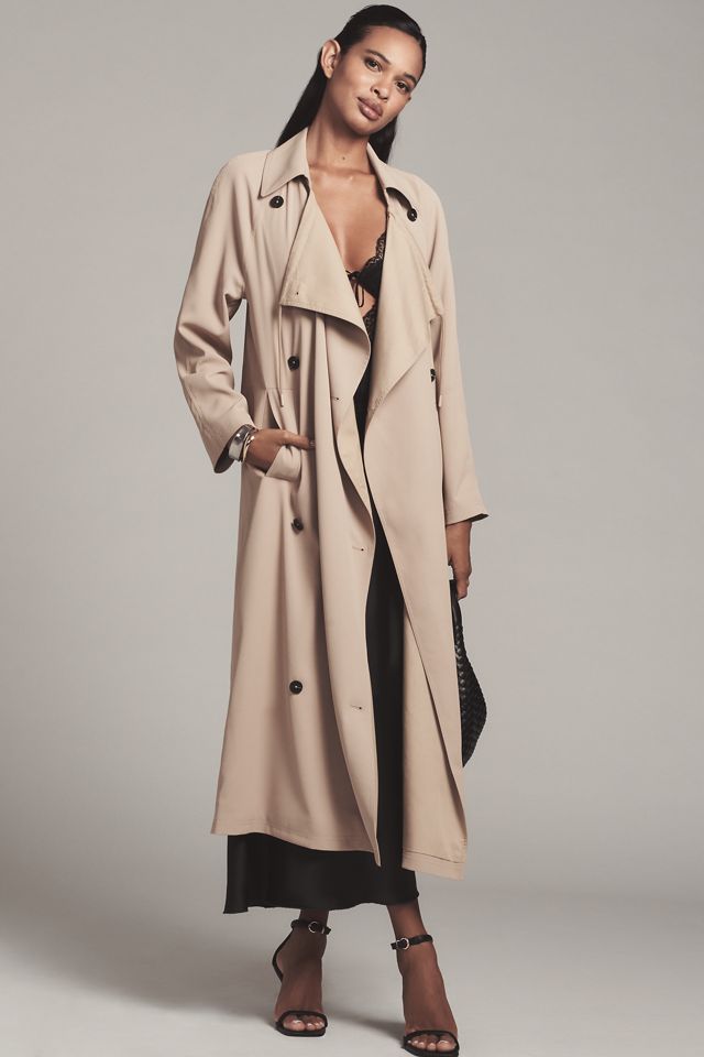 Avec Les Filles Draped Double-Breasted Trench Coat #3