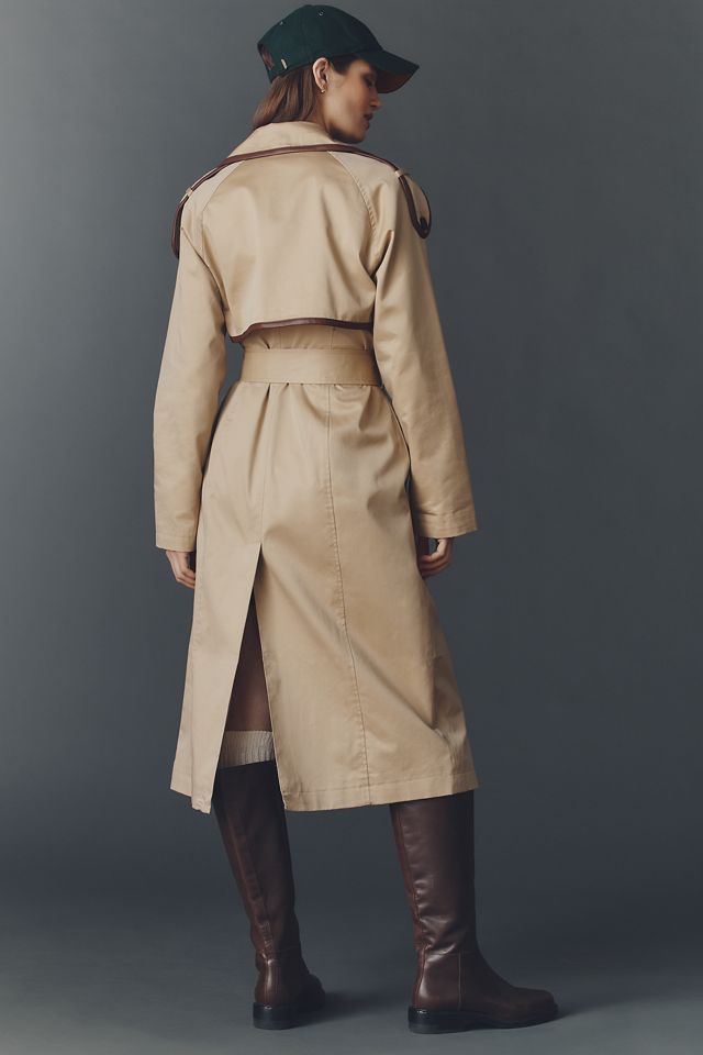 Avec Les Filles Faux-Leather Piped Trench Coat #2