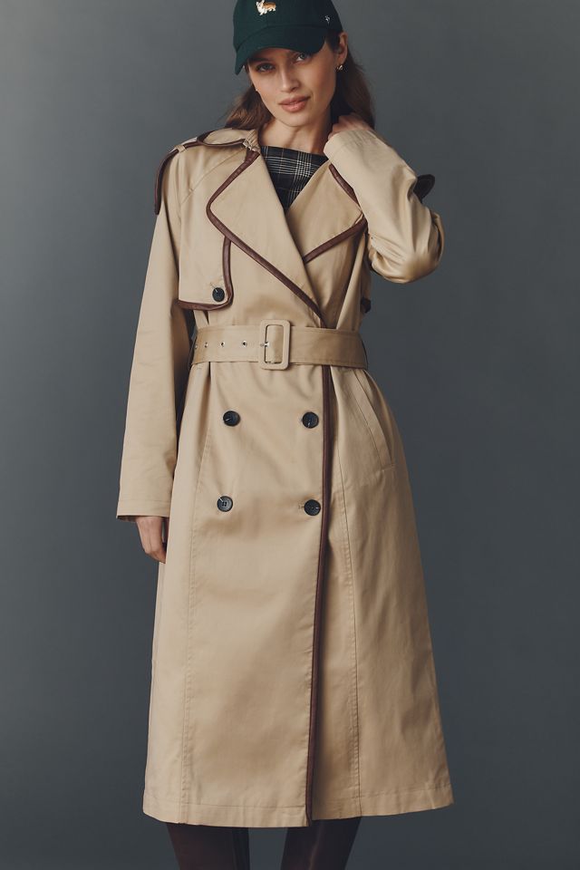 Avec Les Filles Faux-Leather Piped Trench Coat #3
