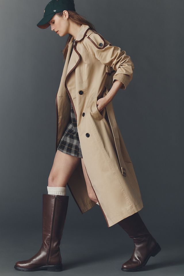 Avec Les Filles Faux-Leather Piped Trench Coat #4