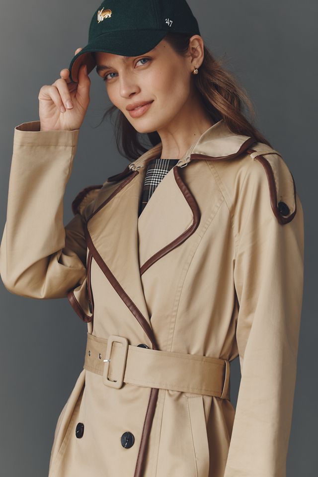 Avec Les Filles Faux-Leather Piped Trench Coat #5