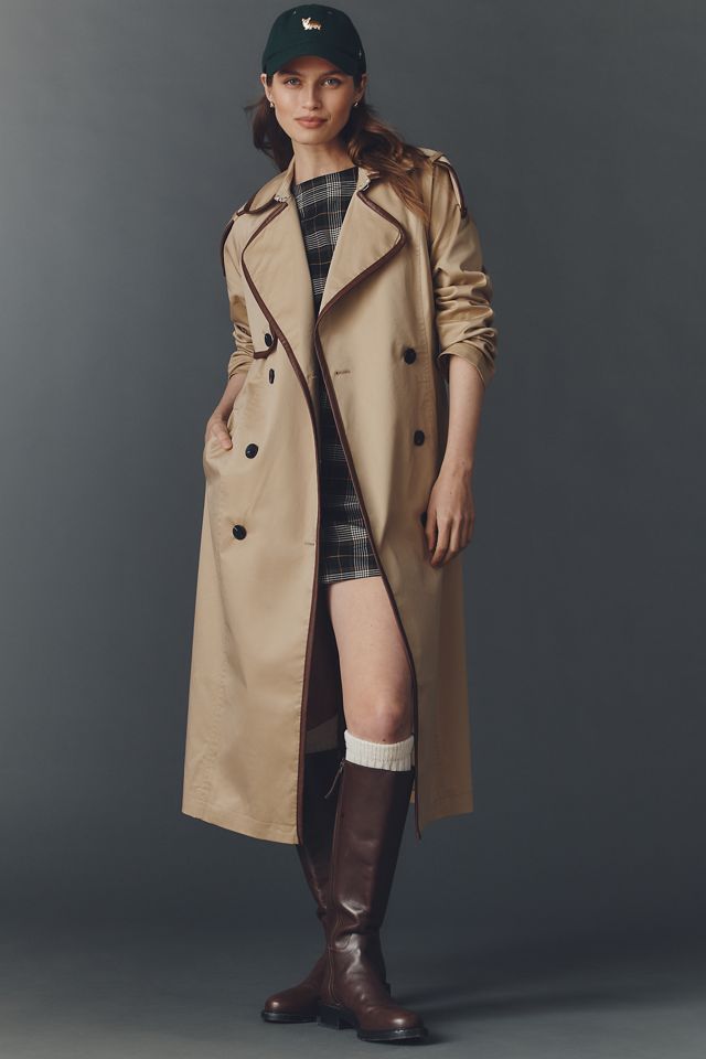 Avec Les Filles Faux-Leather Piped Trench Coat #1