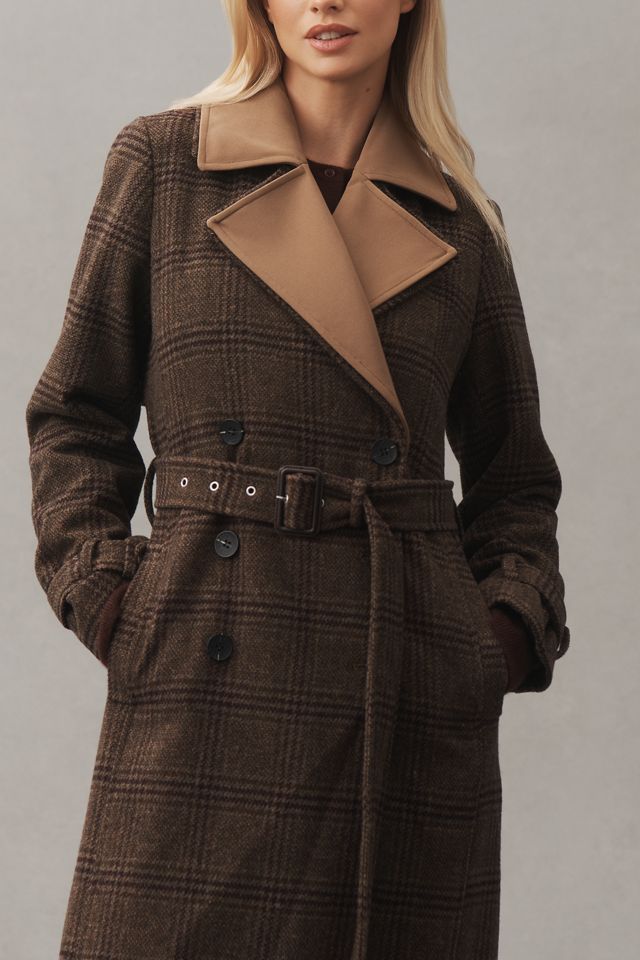 Avec Les Filles Belted Plaid Long Coat #3