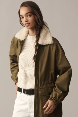 Avec Les Filles Oversized Cinched Utility Jacket In Green