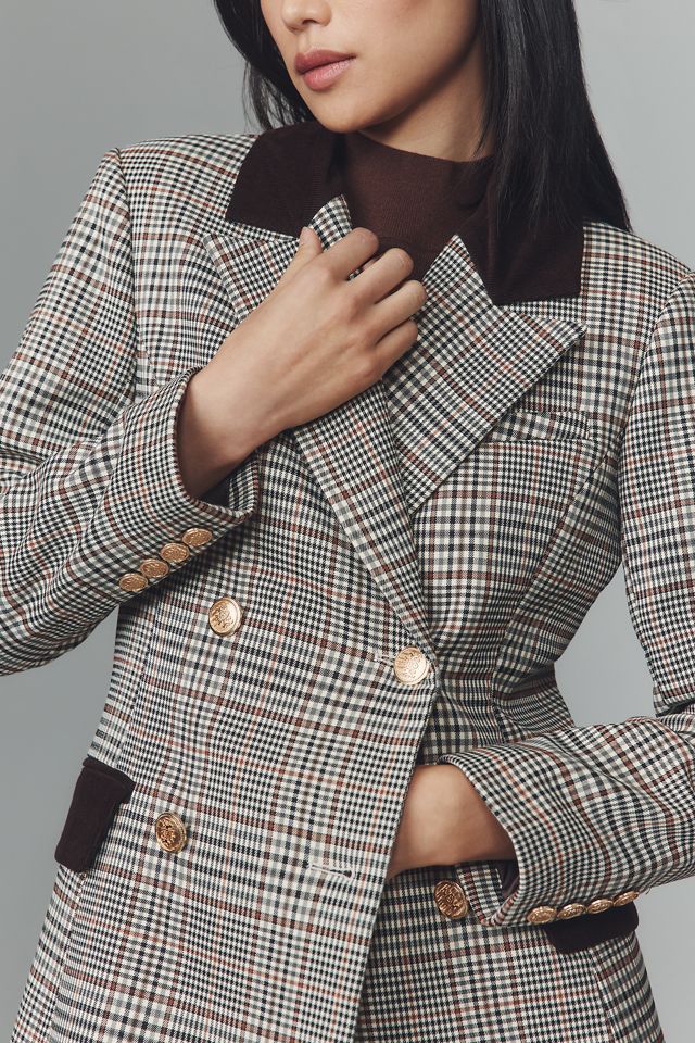 Avec Les Filles Double-Breasted Plaid Tailored Coat #1
