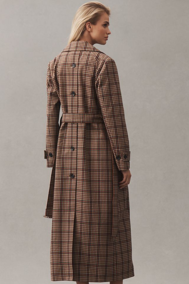 Avec Les Filles Belted Plaid Trench Coat #3