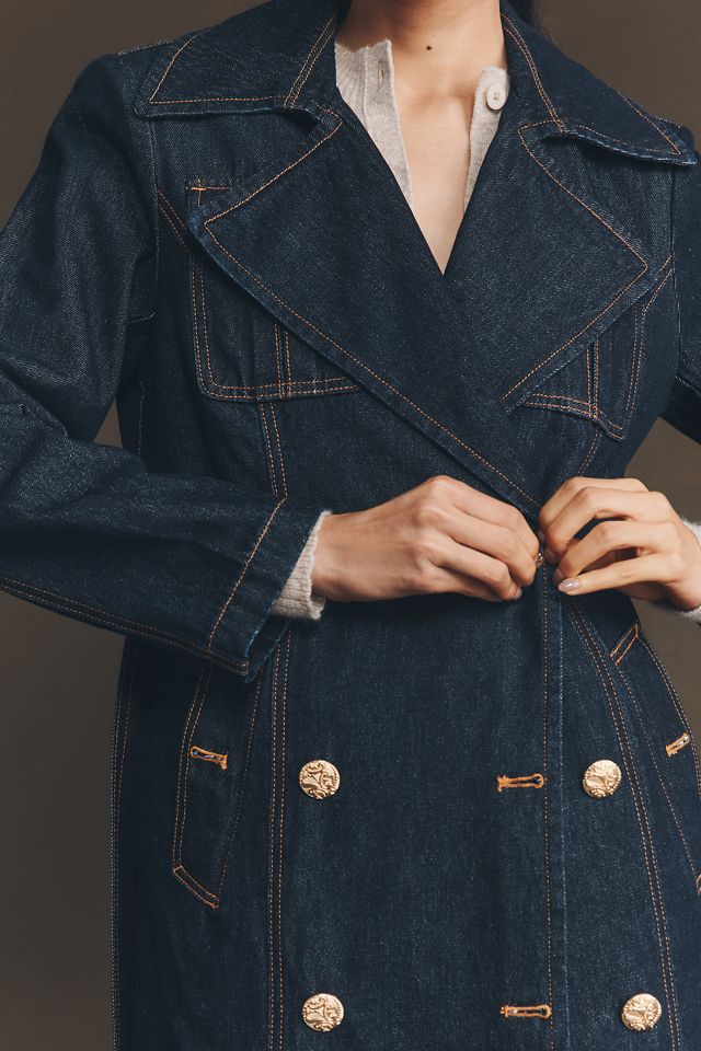 Avec Les Filles Belted Utility Denim Trench Coat #1