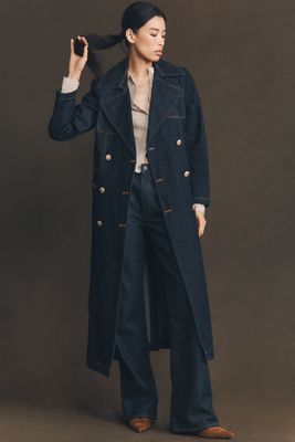 Avec Les Filles Belted Utility Denim Trench Coat