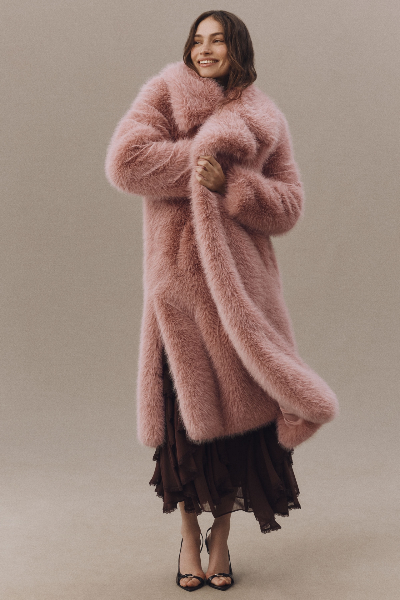 Avec Les Filles Faux Fur Long Coat