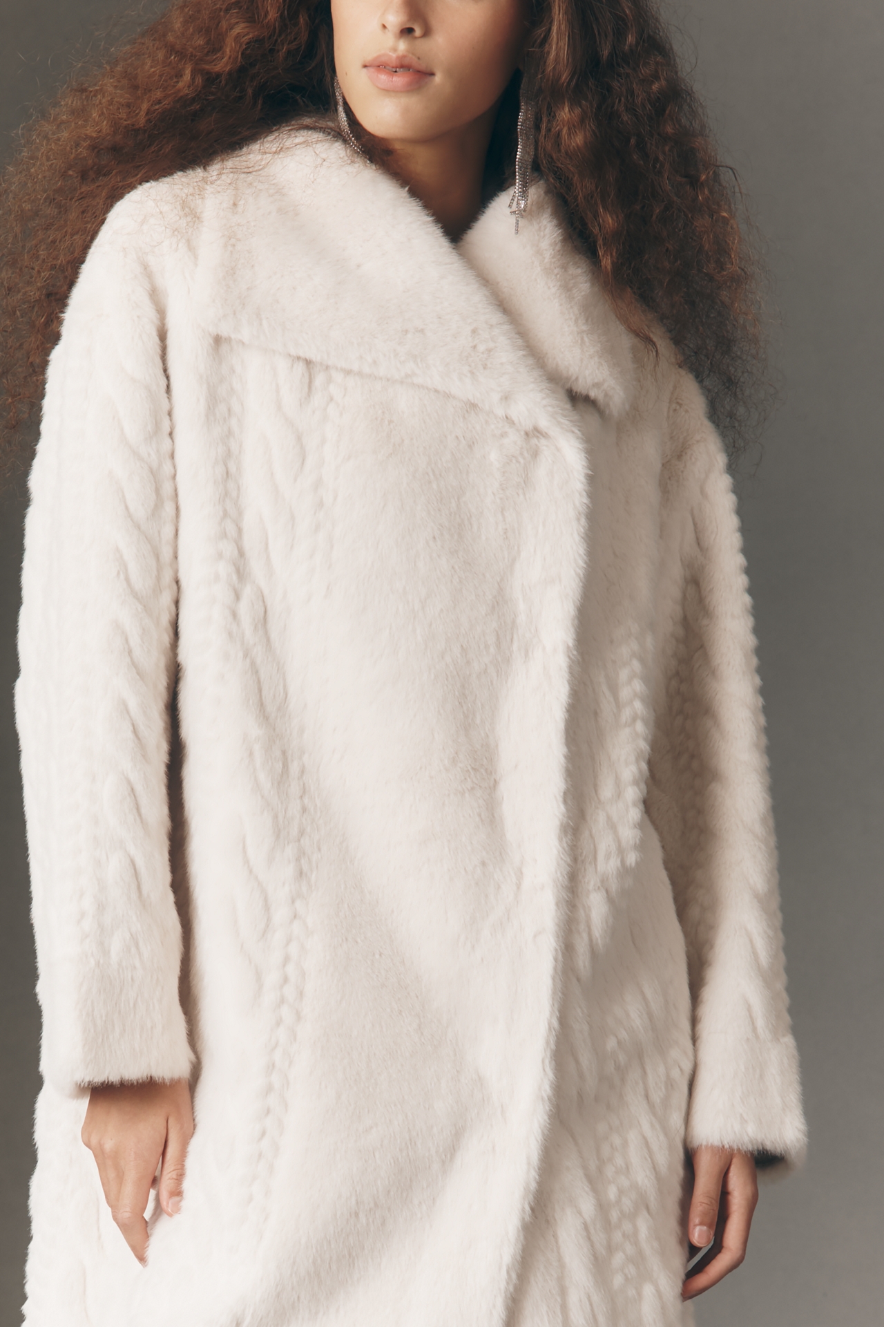 Avec Les Filles Textured Faux Fur Coat
