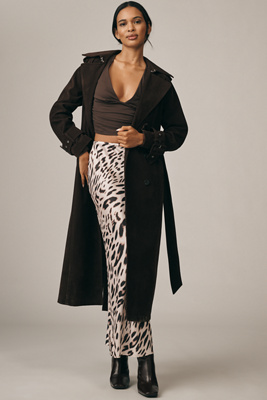Avec Les Filles Faux-suede Trench Coat Jacket In Black