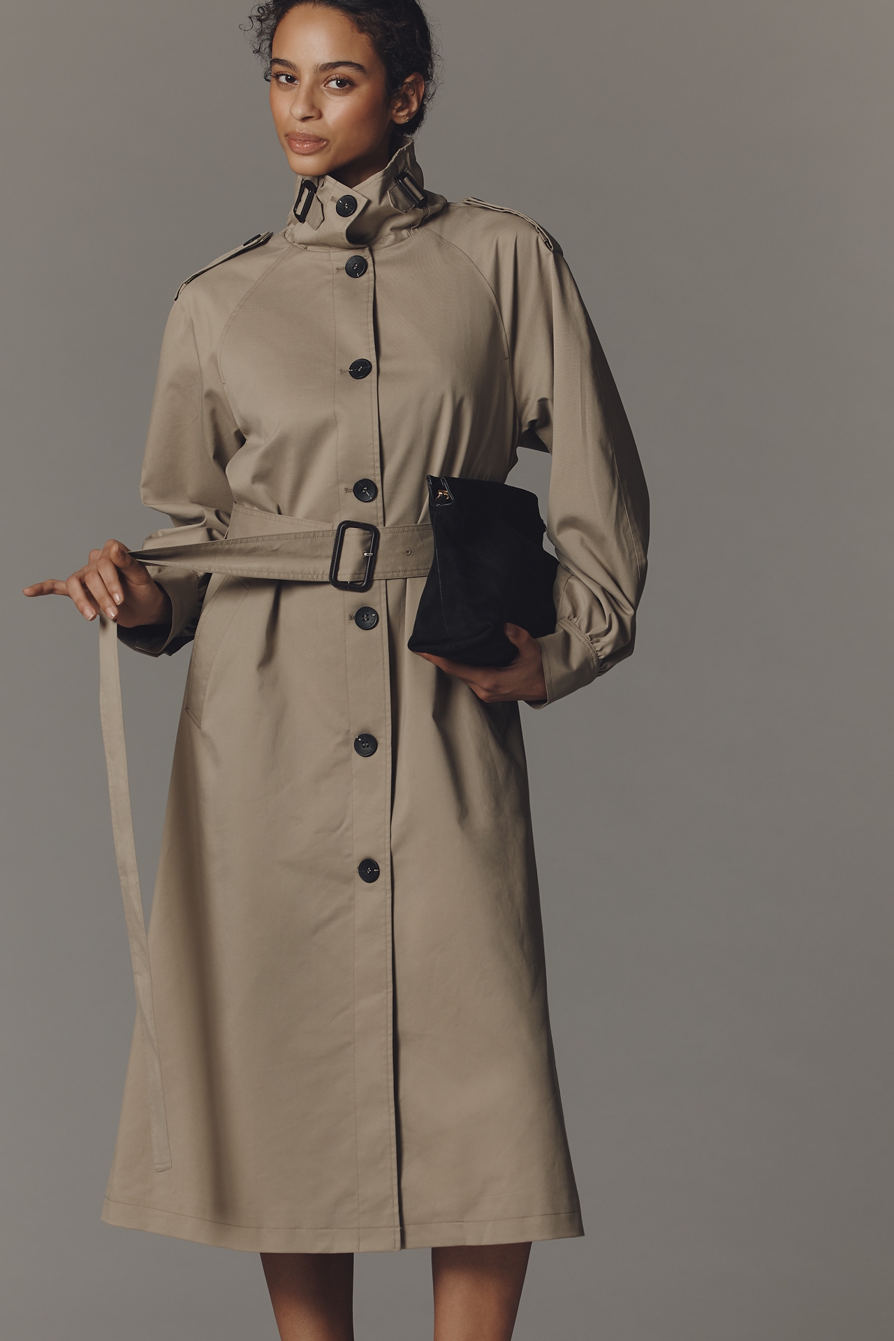 Avec Les Filles Funnel-Neck Mid-Length Trench Coat