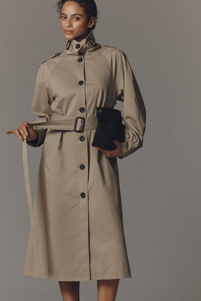 Avec Les Filles Funnel-Neck Mid-Length Trench Coat  #2