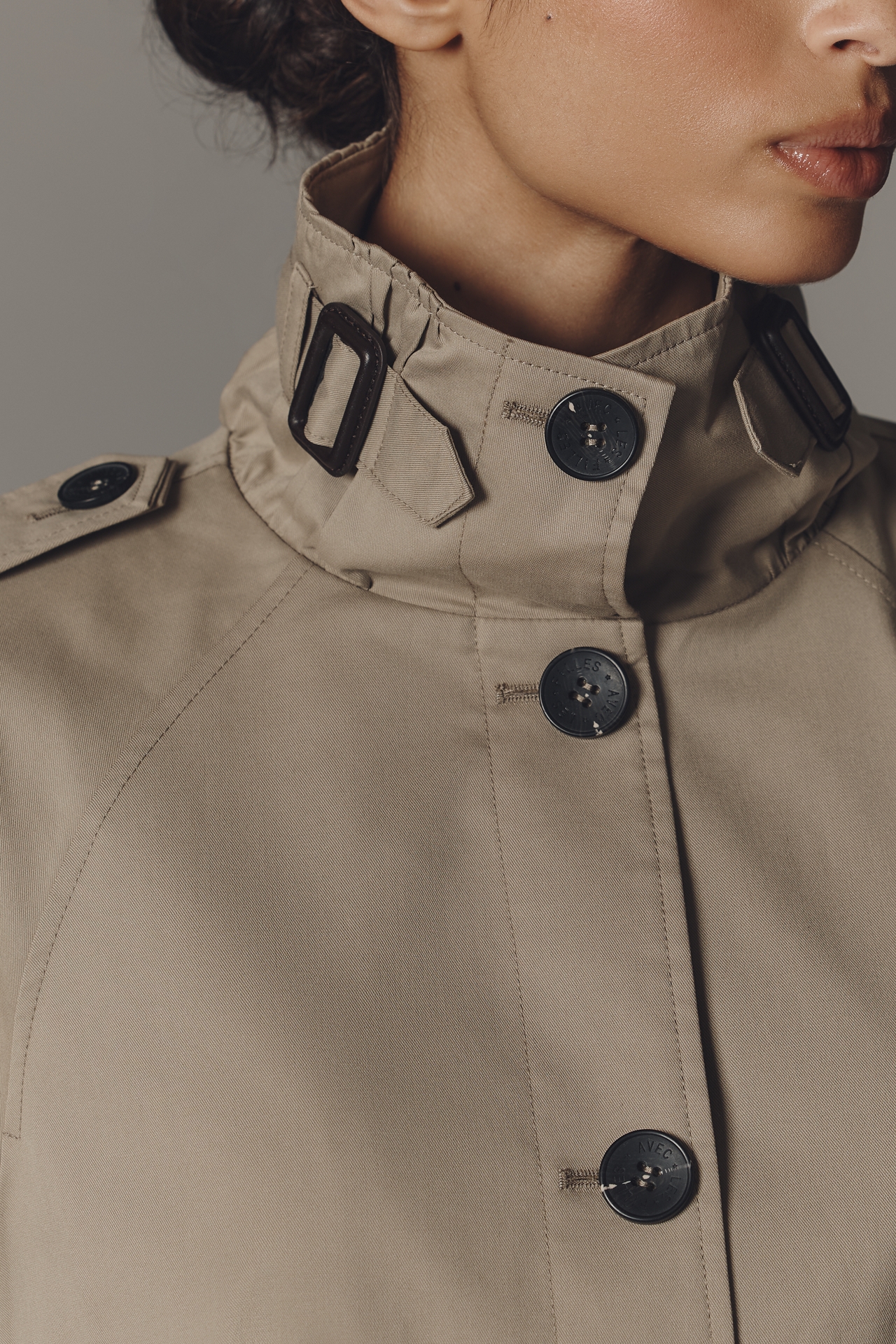 Avec Les Filles Funnel-Neck Mid-Length Trench Coat