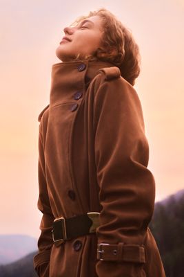 Avec Les Filles Suede Funnel-Neck Long Coat