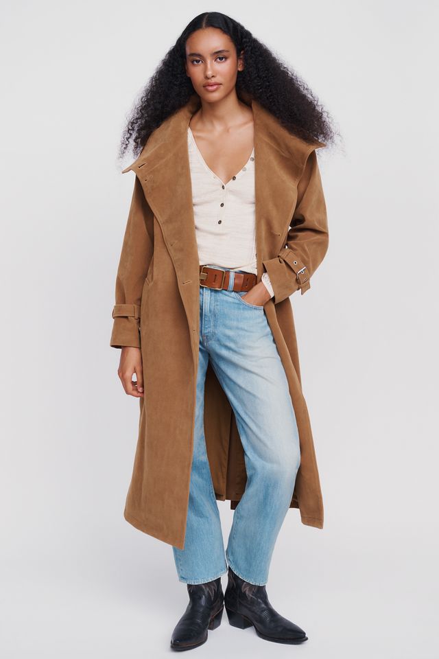 Avec Les Filles Suede Funnel-Neck Long Coat #2