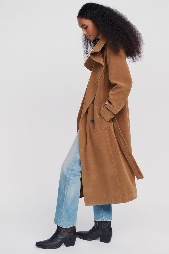 Avec Les Filles Suede Funnel-Neck Long Coat #3