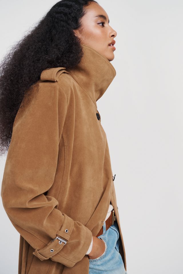 Avec Les Filles Suede Funnel-Neck Long Coat #4