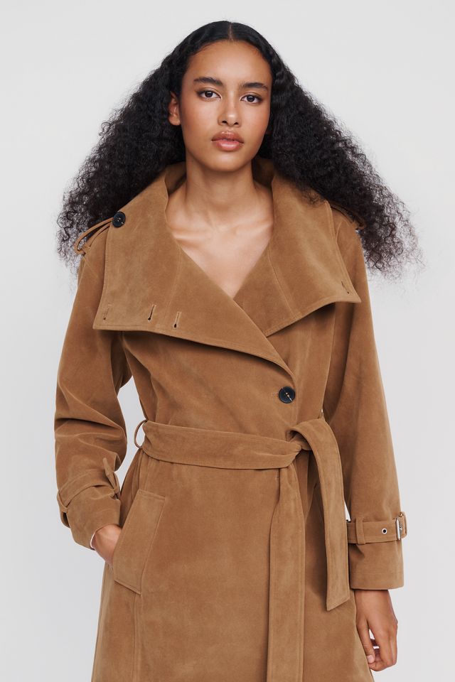 Avec Les Filles Suede Funnel-Neck Long Coat #5